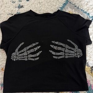 Black Skeleton Hand Graphic Tee